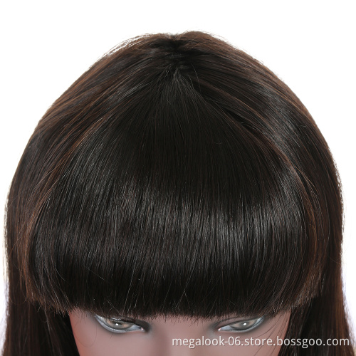 OEM 12 Inch Brazilian Hair Cuticle Aligned 100% Original Human Hair Machine Made Lace Wigs With Bangs